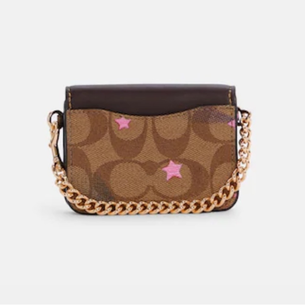 COACH NWT Poppy Crossbody With Card Case In Signature Canvas With Disco Star - Picture 8 of 16